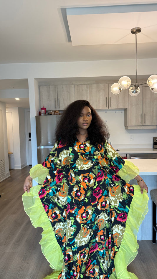 Green Floral Ruffle Bubu
