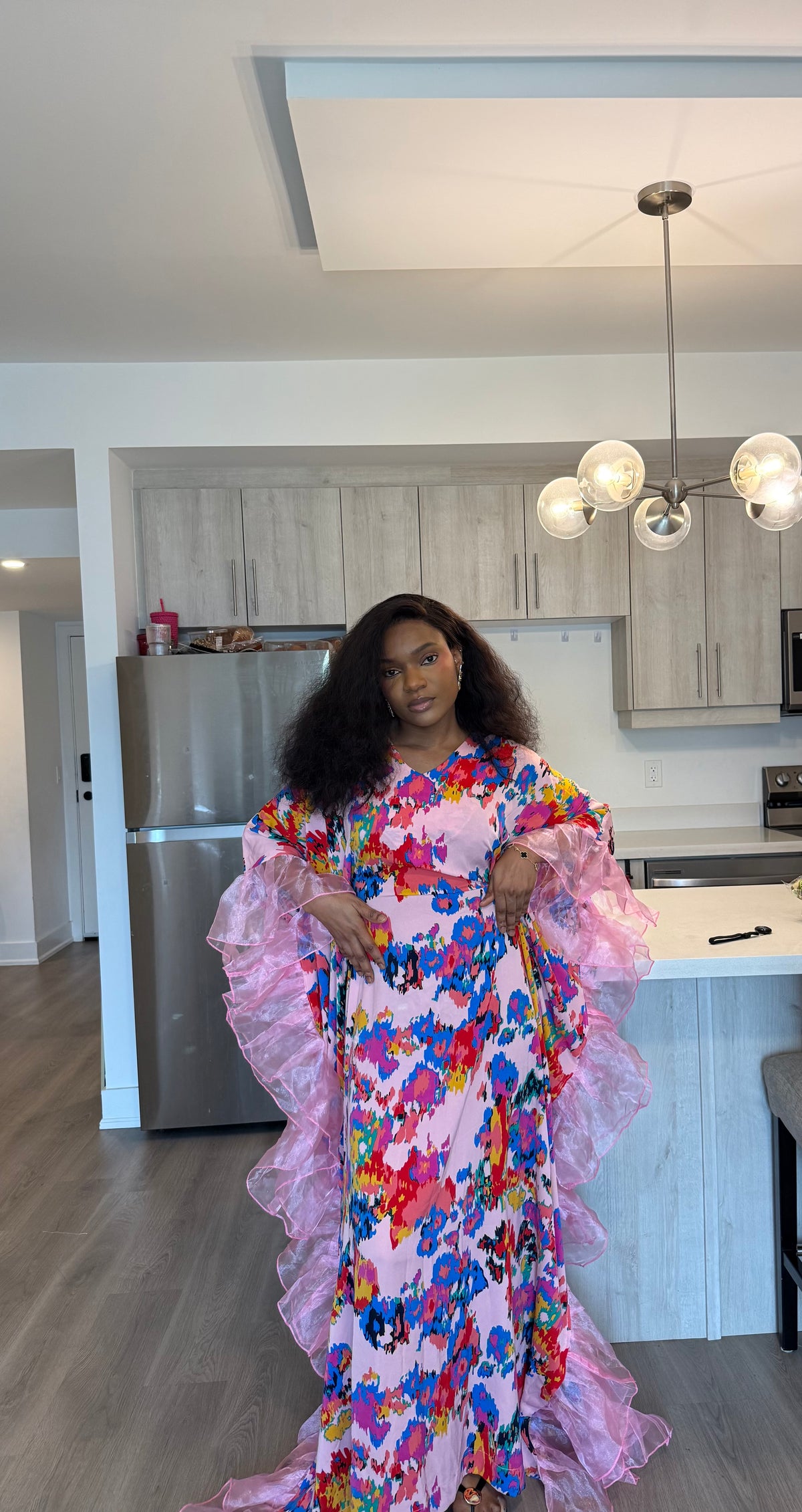 Pink Floral Ruffle Bubu