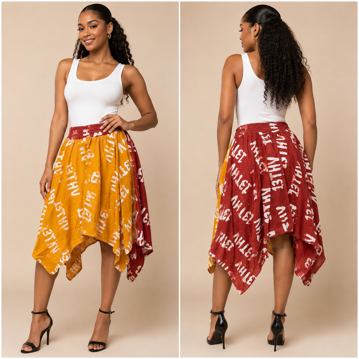 Summer Skirt (Mustard & Burgundy)