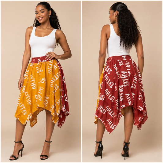 Summer Skirt (Mustard & Burgundy)