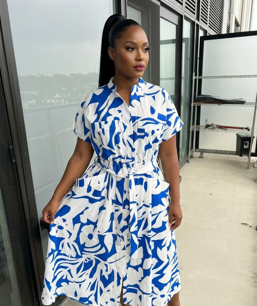 Floral shirt dress