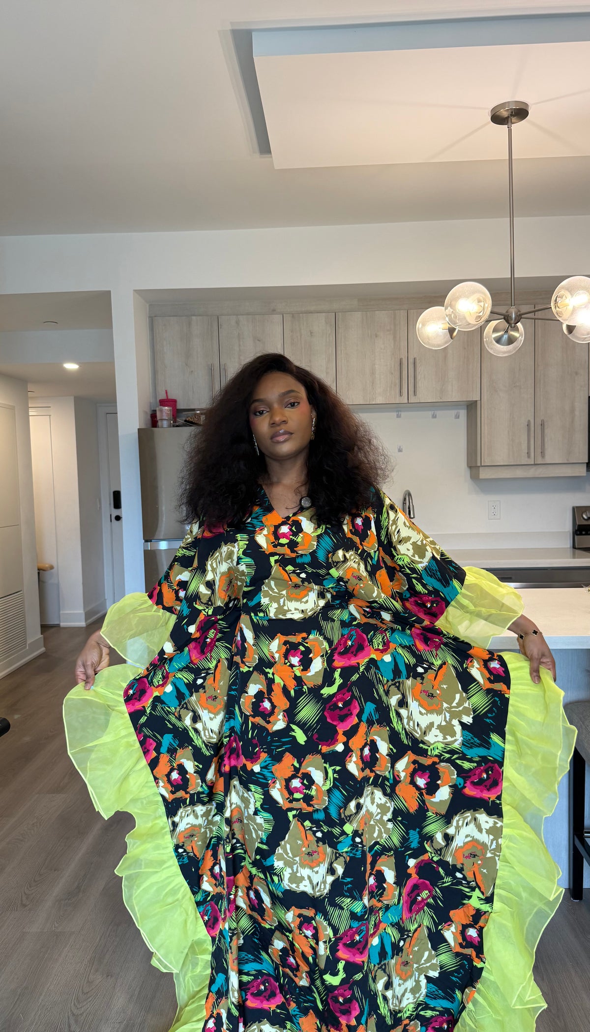 Green Floral Ruffle Bubu