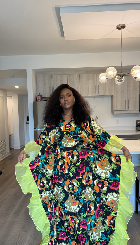 Green Floral Ruffle Bubu