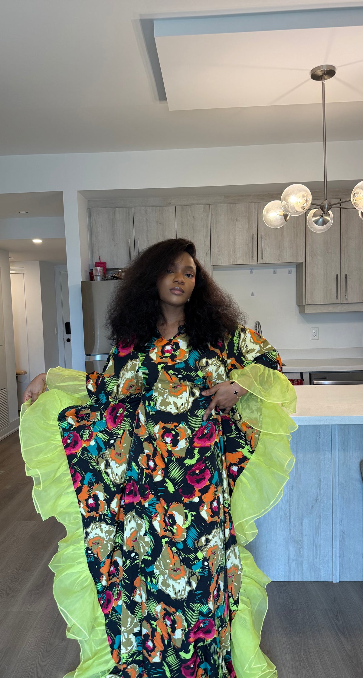 Green Floral Ruffle Bubu