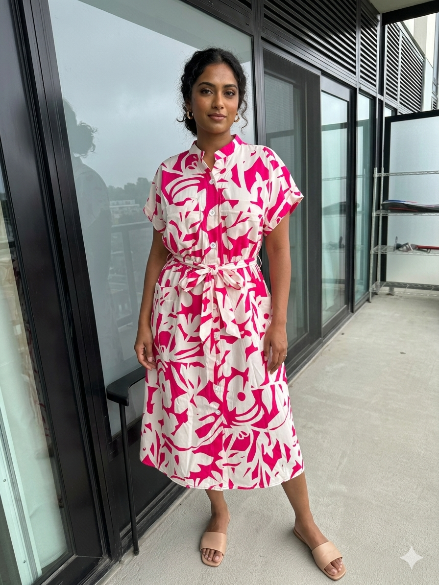 Floral shirt dress