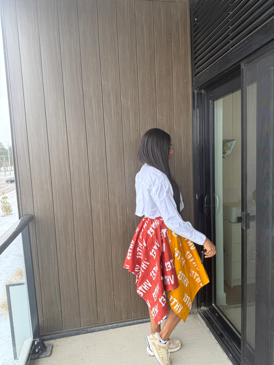 Summer Skirt (Mustard & Burgundy)